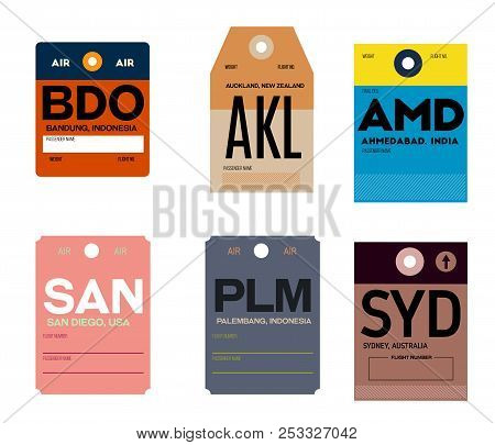 San Diego Palembang Sydney Bandung Auckland Ahmedabad Baggage Tag , Vintage Design