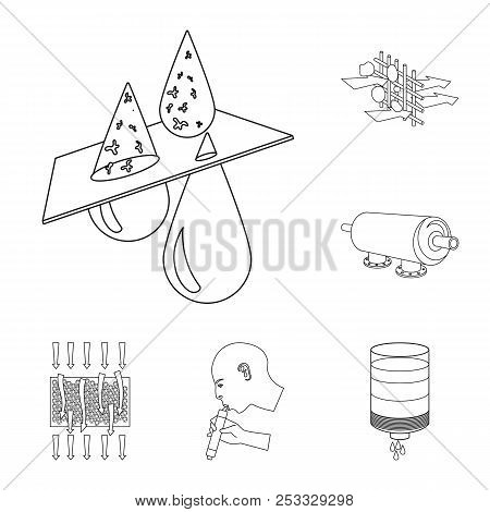 Water Filtration System Outline Icons In Set Collection For Design. Cleaning Equipment Vector Symbol