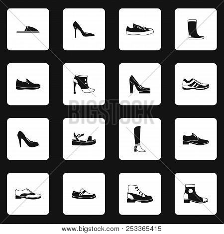 Shoe Icons Set In Simple Style. Footwear Set Collection Illustration