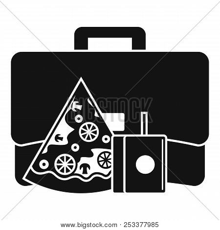 Pizza Lunch Bag Icon. Simple Illustration Of Pizza Lunch Bag Icon For Web Design Isolated On White B