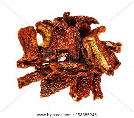 Sun Dried Red Tomatoes Isolated On White Background