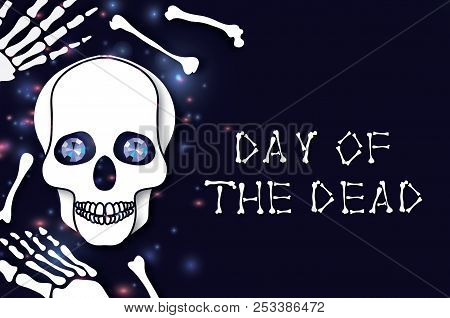 Skull In Pirates Tricorn Hat With Pipe Sketch Hand Drawn Vector Vintage Illustration On Black Backgr