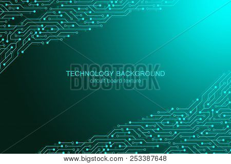 Computer Motherboard Vector Background With Circuit Board Electronic Elements. Electronic Texture Fo