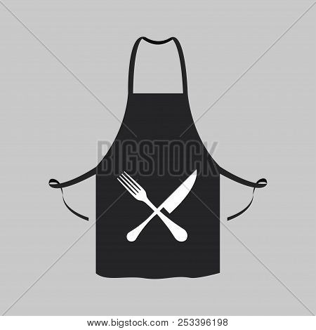 Black Kitchen Aprons Knife Fork Vector Design
