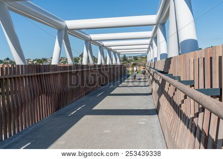 Tauranga, New Zealand - August 12 2018; White Steel And Architectural Timber Sided Takatimu Drive Ov