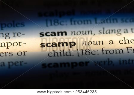 Scamp Word In A Dictionary. Scamp Concept.