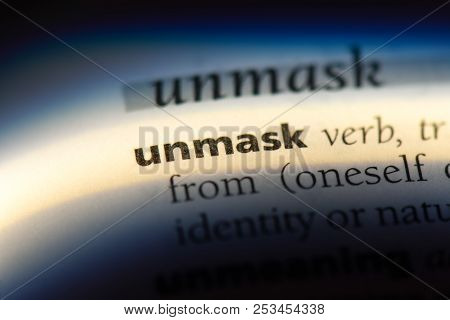 Unmask Word In A Dictionary. Unmask Concept.