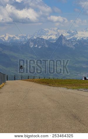 Landscape Mountain And Lake View From Top Of Rigi Kulm Luzern Switzerland