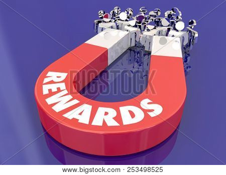 Rewards Incentives Appreciation Magnet Pulling People 3d Illustration