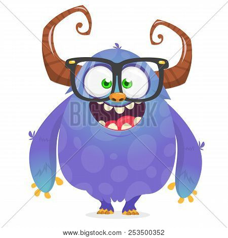 Cool Cartoon Alien. Purple Bizzarre Colorful Alien Monster For Halloween. Vector Illustration Of Mon
