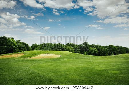 Lawn and sand bunkers for golfing on golf course