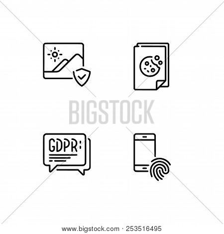 Gdpr And Security Theme. Set Outline Icon Eps 10 Vector Format. Transparent Background.