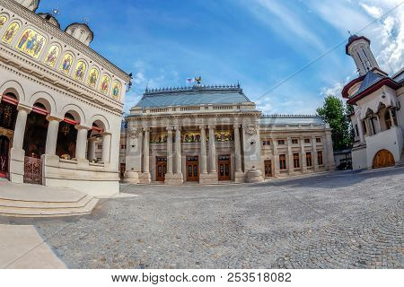 Bucharest, Romania - July 17, 2018: The Romanian Orthodox Patriarchal Cathedral Located On Patriarch