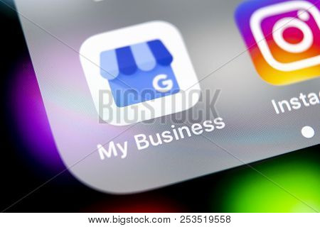 Sankt-petersburg, Russia, August 10, 2018: Google My Business Application Icon On Apple Iphone X Scr