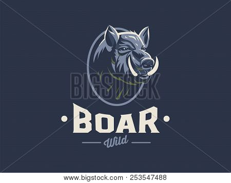 Wild Boar  Pig With Tusks. Vector Illustration.
