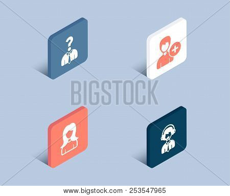 Set Of Hiring Employees, Add Person And Woman Icons. Shipping Support Sign. Human Resources, Edit Us