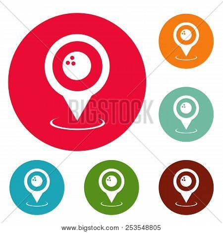 Bowling Map Pointer Icons Circle Set  Isolated On White Background