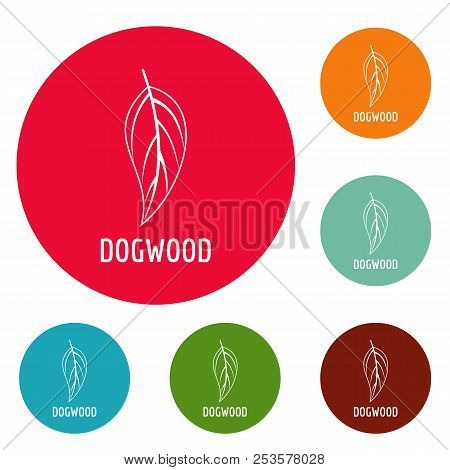 Dogwood Leaf Icons Circle Set Isolated On White Background