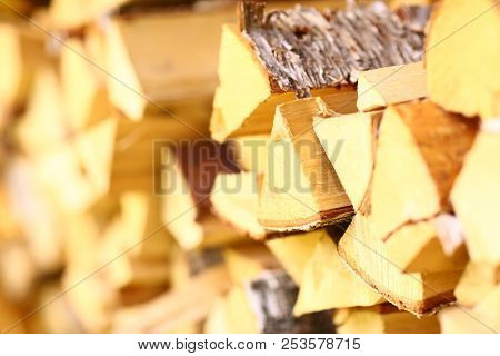 Choped Firewood Background Close Up Open Air Photo