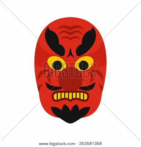 Hannya Mask Icon In Flat Style On A White Background Illustration