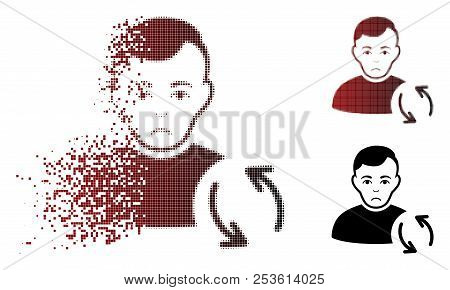 Pitiful User Refresh Icon In Sparkle, Dotted Halftone And Undamaged Solid Versions. Points Are Compo