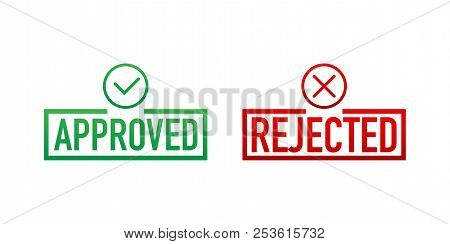 Approved And Rejected Label Sticker Icon. Vector Stock Illustration.