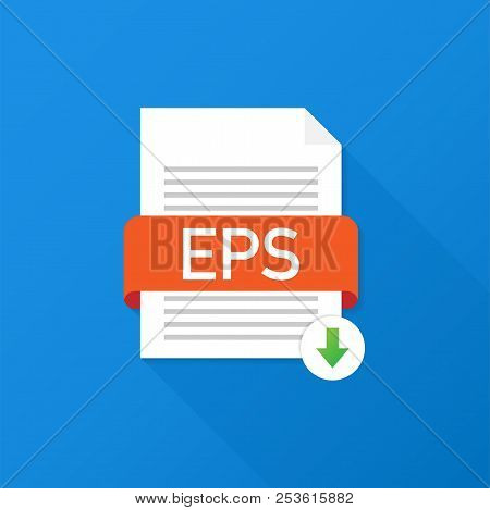 Download Eps Button. Downloading Document Concept. File With Eps Label And Down Arrow Sign. Vector S