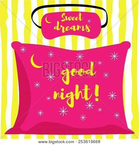 Sleep Mask And Pillow . An Icon In A Flat Style