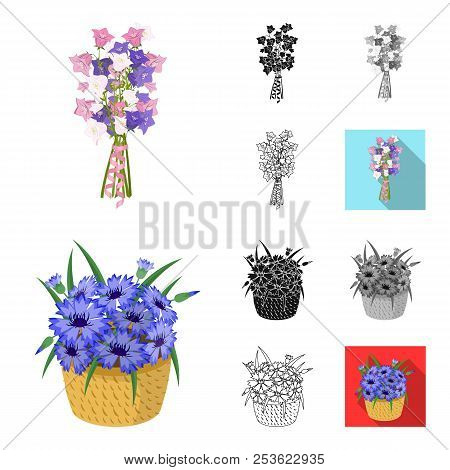 A Bouquet Of Fresh Flowers Cartoon, Black, Flat, Monochrome, Outline Icons In Set Collection For Des