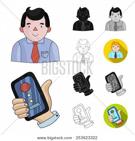 Business Conference And Negotiations Cartoon, Black, Flat, Monochrome, Outline Icons In Set Collecti