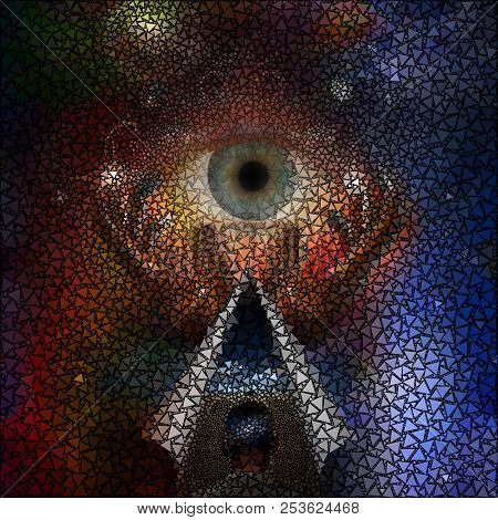 Abstract painting, human thoughts. Faith in God. 3D Rendering