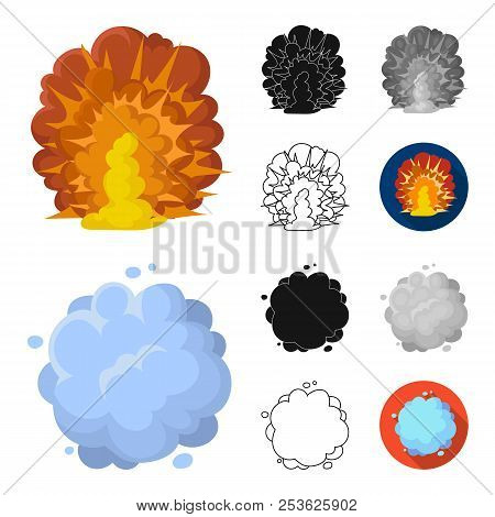 Different Explosions Cartoon, Black, Flat, Monochrome, Outline Icons In Set Collection For Design.fl