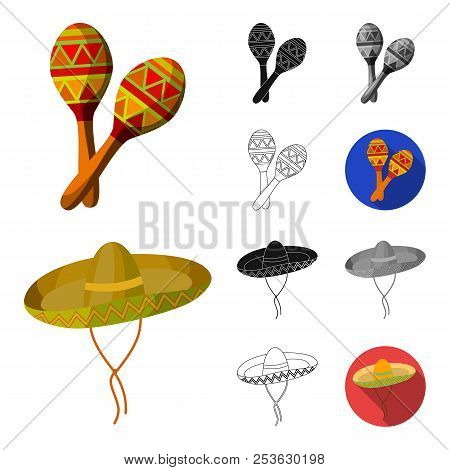 Country Mexico Cartoon, Black, Flat, Monochrome, Outline Icons In Set Collection For Design. Mexico 