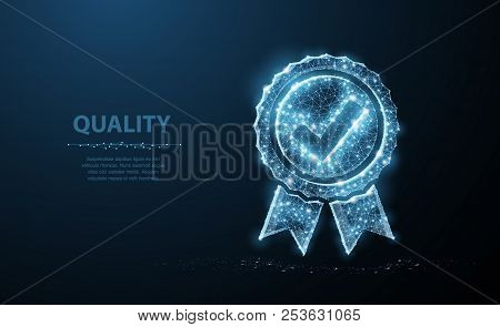 Low Poly Quality Icon Check Illustration Or Background