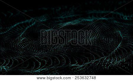 Big Data Visualization 3D. Technology Wave. Analytics Representation. Digital Background. Wave Of Pa