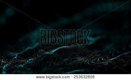 Big Data Visualization 3D. Technology Wave. Analytics Representation. Digital Background. Wave Of Pa
