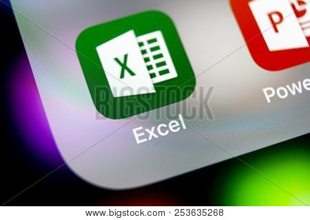Sankt-petersburg, Russia, August 10, 2018: Microsoft Exel Application Icon On Apple Iphone X Screen 