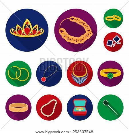 Jewelry And Accessories Flat Icons In Set Collection For Design.decoration Vector Symbol Stock Web I
