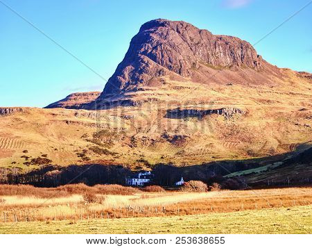 Preshal More Mountain, View From Talisker Bay.  Landscape View On Isle Of Skye Scottish Highlands, U
