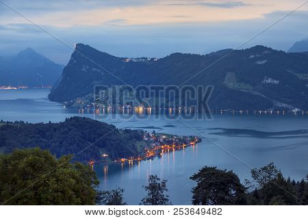 Lake Lucerne In Horw - Schwendelberg, Aerial View