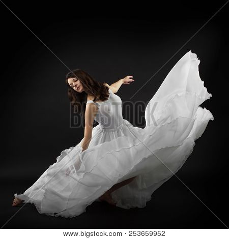 Young Girl Dancing Ballet In Studio. Dress, Plastica