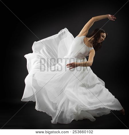 Young Girl Dancing Ballet In Studio. Dress, Plastica