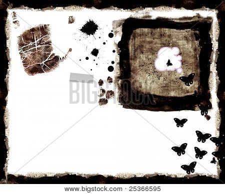 grunge background con texture, impronte digitali e inchiostro gocce