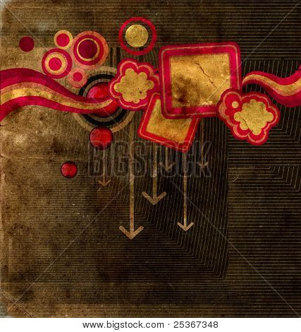 grunge background con frecce e cerchi