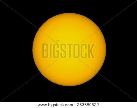 Sun With Sunspots Seen With Telescope