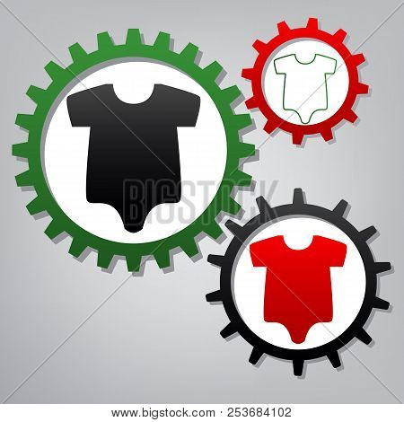 Baby Cloth Illustration. Vector. Three Connected Gears With Icon