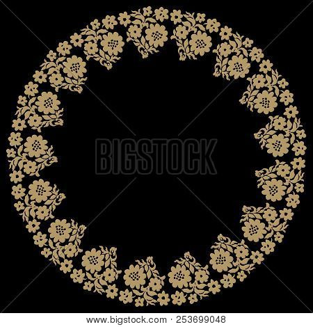 A Floral Round Drawing With A Place For Text. Vector Illustration.