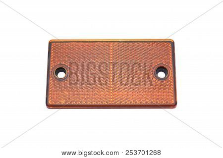 Retroreflector On White Background. Reflecting Light Cataphote.