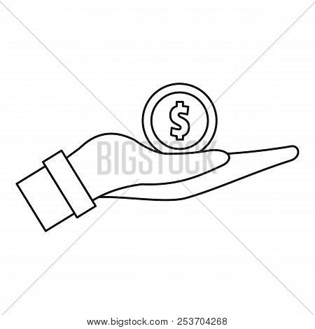 Coin In Hand Icon. Outline Illustration Of Coin In Hand Icon For Web