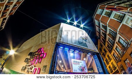 Madrid, Spain - October 28, 2017: Night View Of The 